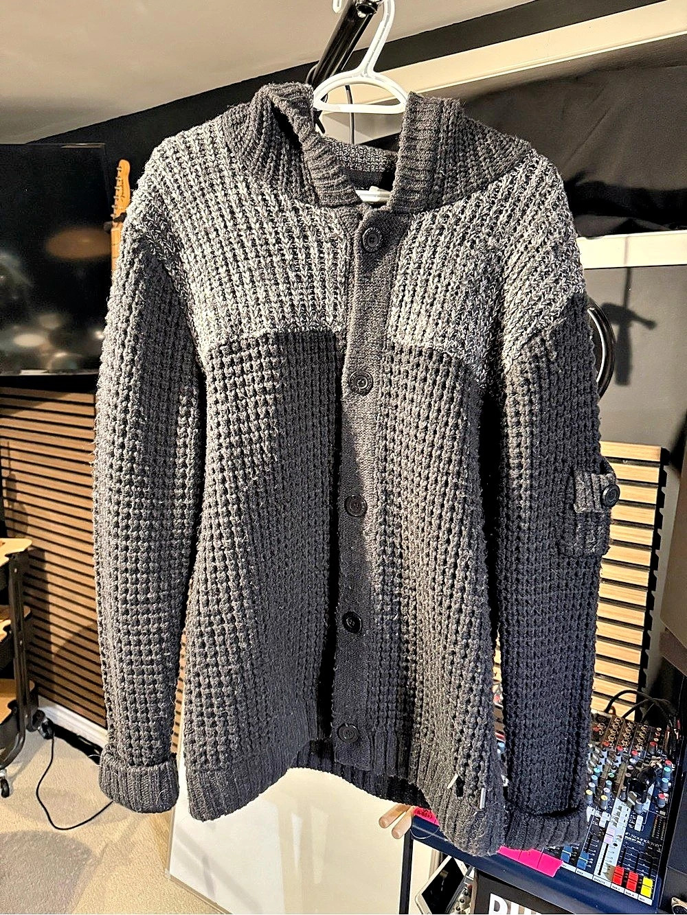 Brave Soul Romulus Hooded Button Cardigan Men's Color Block XL